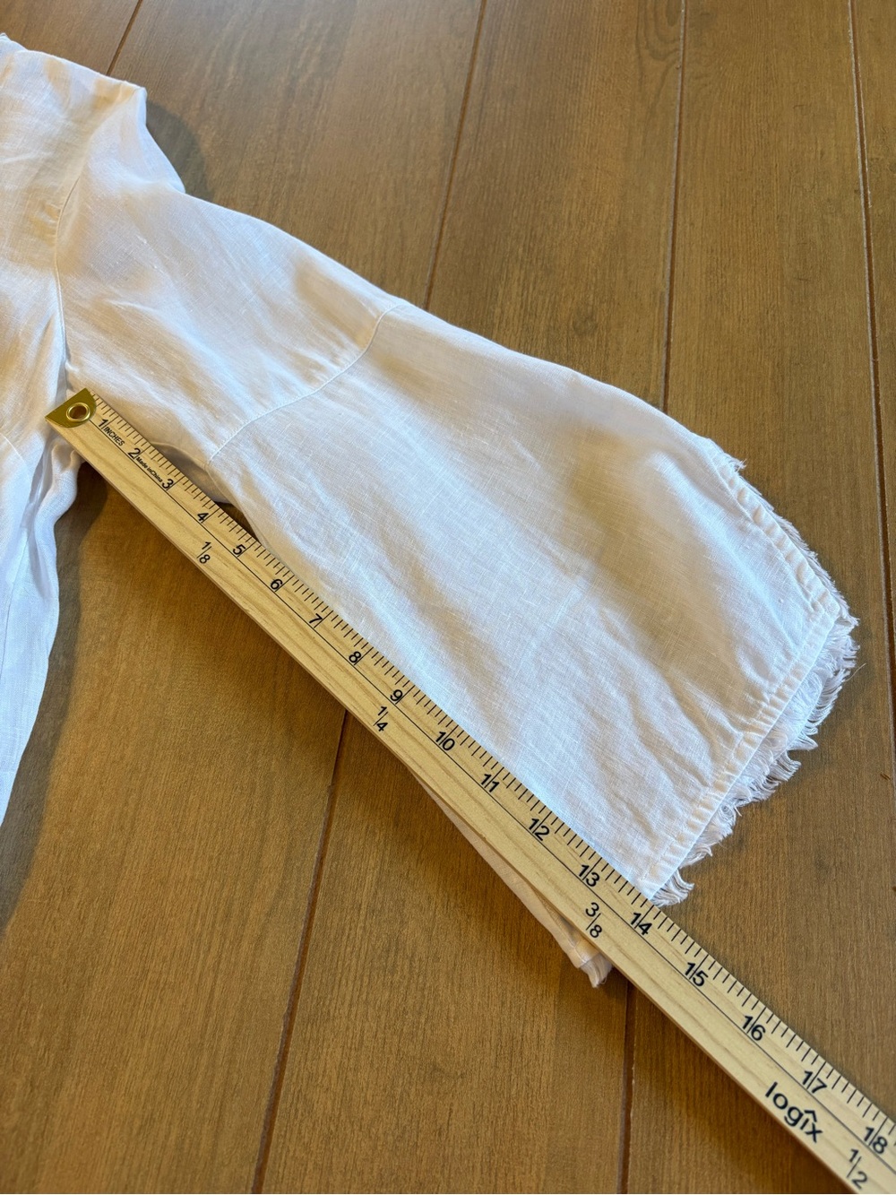 J Jill Love Linen Boho White 100% Linen Frayed Trim Tunic Top Large Lagenlook - Picture 14 of 15